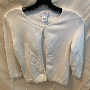 Ann Taylor LOFT white button up sweater women’s